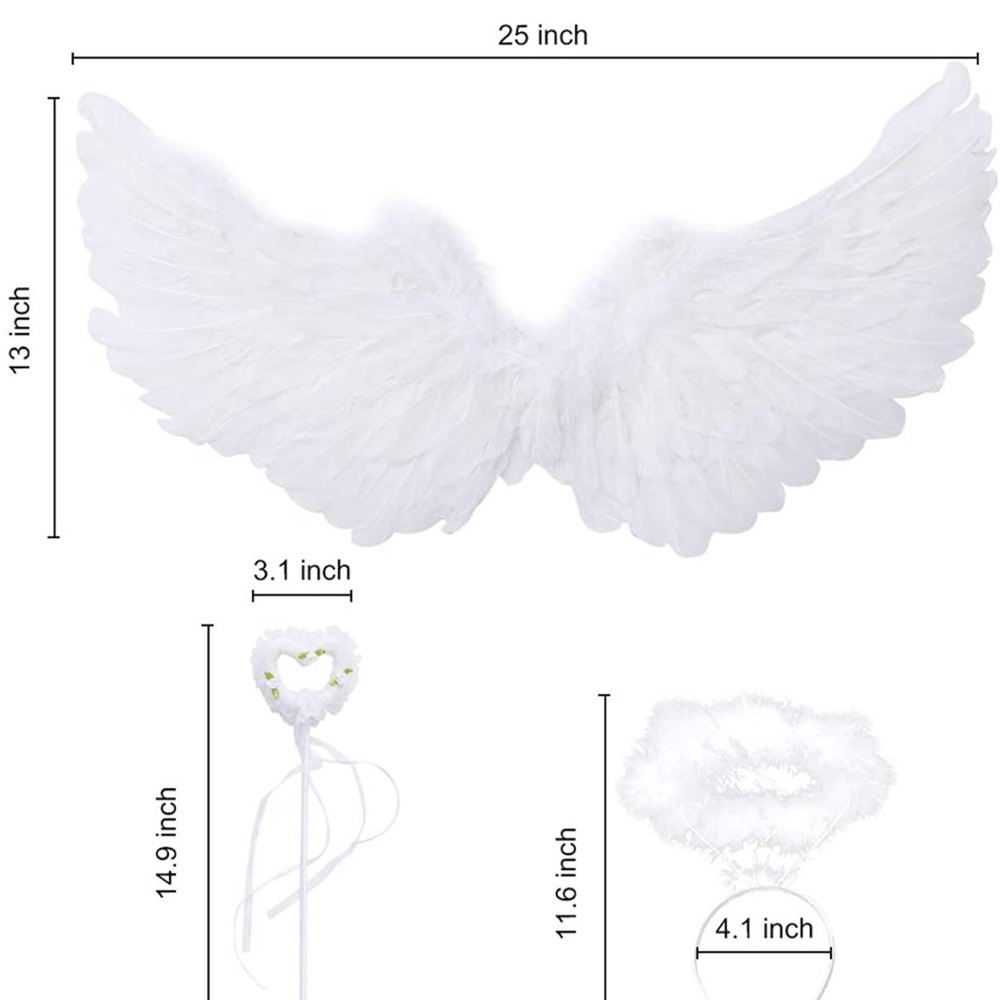 White Angel Wings and Halo